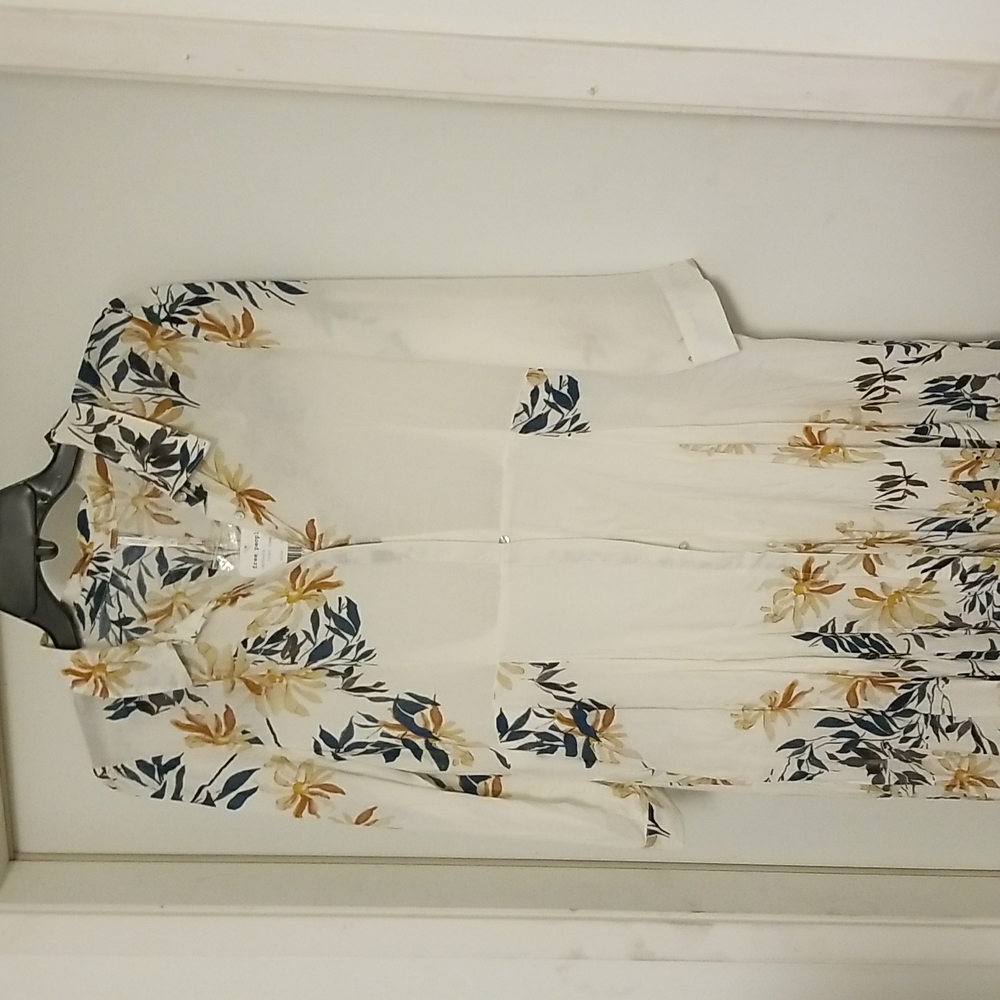Free People After the Storm Maxi Dress Floral Shirtdress Ivory Combo